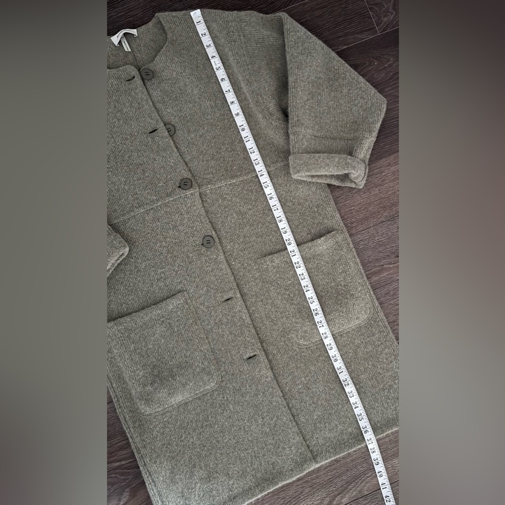 Rodier France Wool Angora Long Cardigan Jacket Green Grey S/M Relaxed Fit - Picture 10 of 12